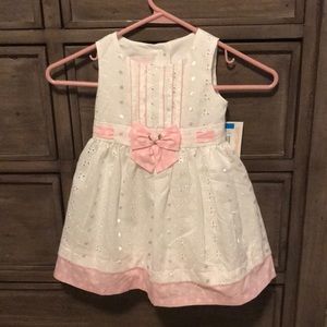BonnieBaby Pink and White Dress